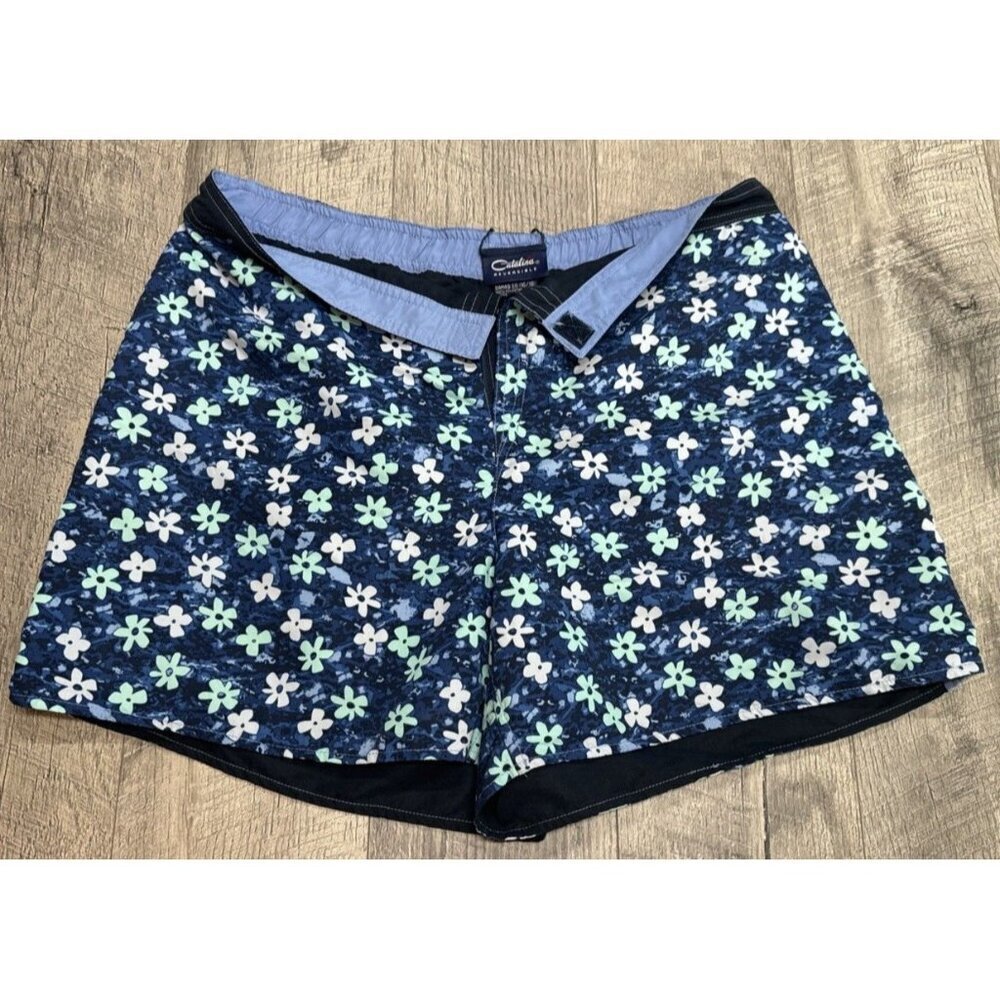 Vintage Catalina Swim Gym Shorts Womens XL 16-18 Reversible Floral Swim Beach 90